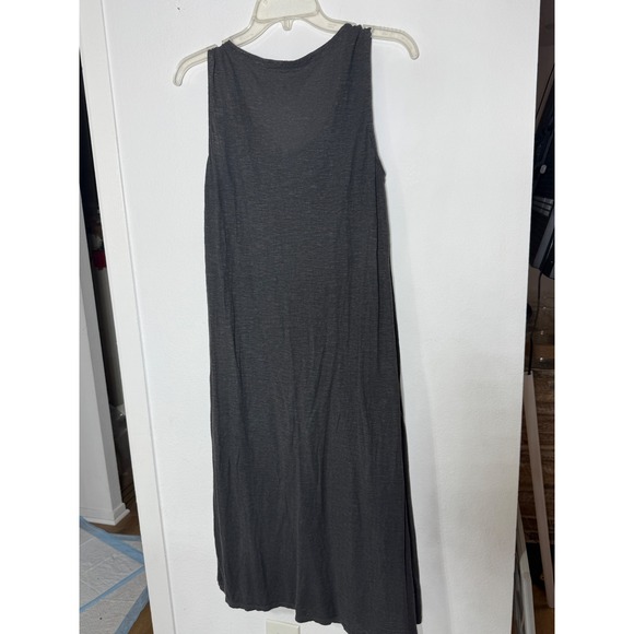 Eileen Fisher Tank Dress Womens SMall Gray Henley Maxi Sleeveless Slit Casual - Picture 5 of 10